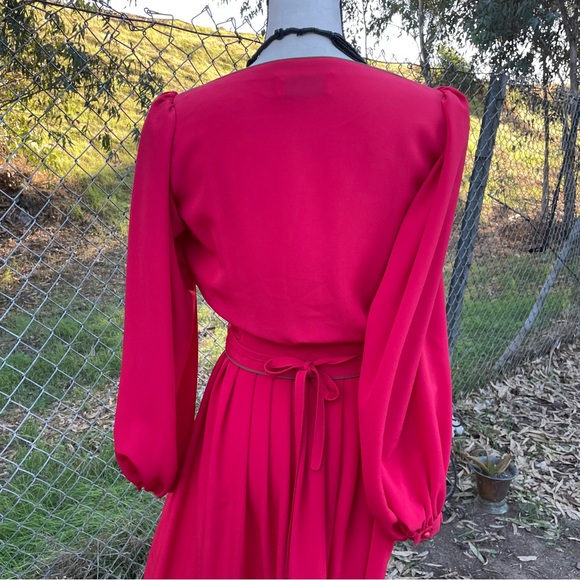 VINTAGE 80’s I. Magnin Designer RED Dress with Self-Tie- CLASSIC FASHION! - Picture 7 of 14